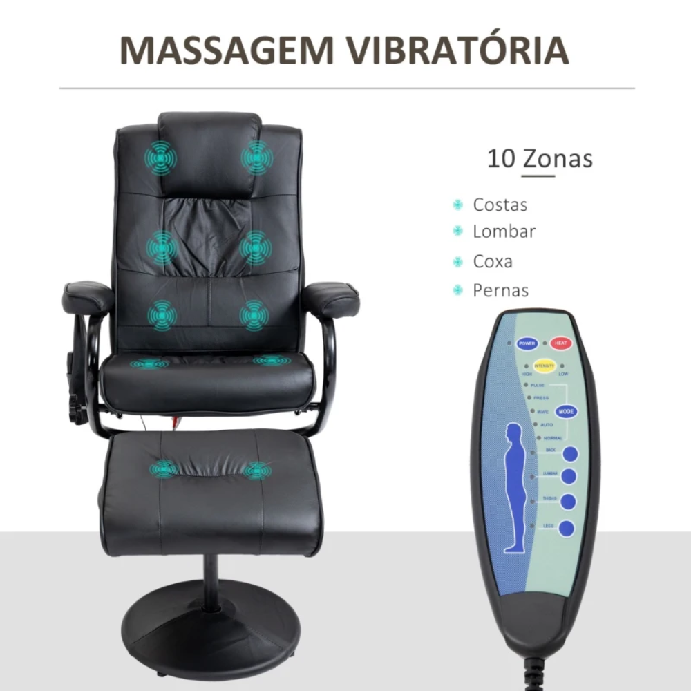 POLTRONA DE MASSAGEM ELÉTRICA COM APOIO PARA PERNAS