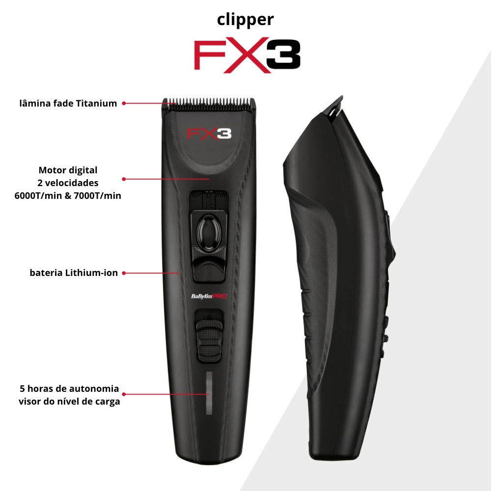 MÁQUINA DE CORTE CLIPPER FX3 BLACK 4ARTISTS BABYLISS PRO