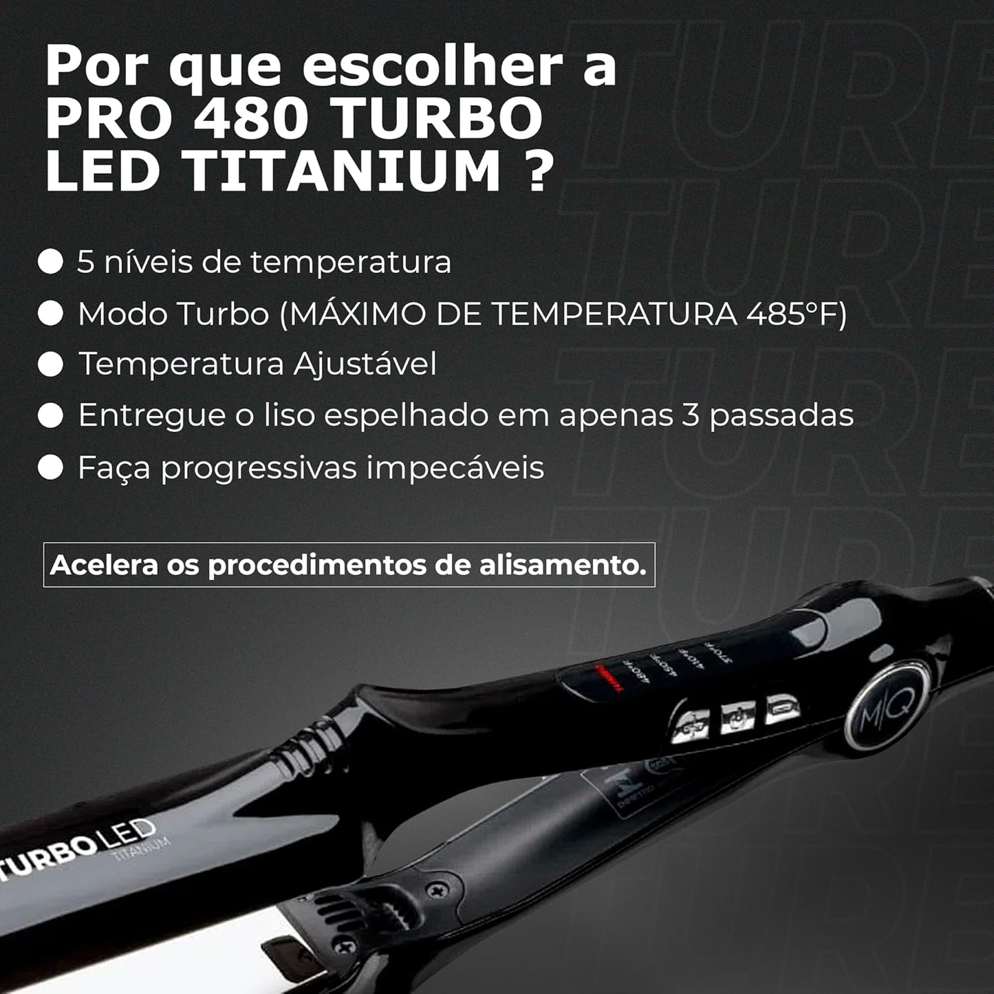 PRANCHA PRO 480 TURBO LED TITANIUM 250ºC MQ PROFESSIONAL