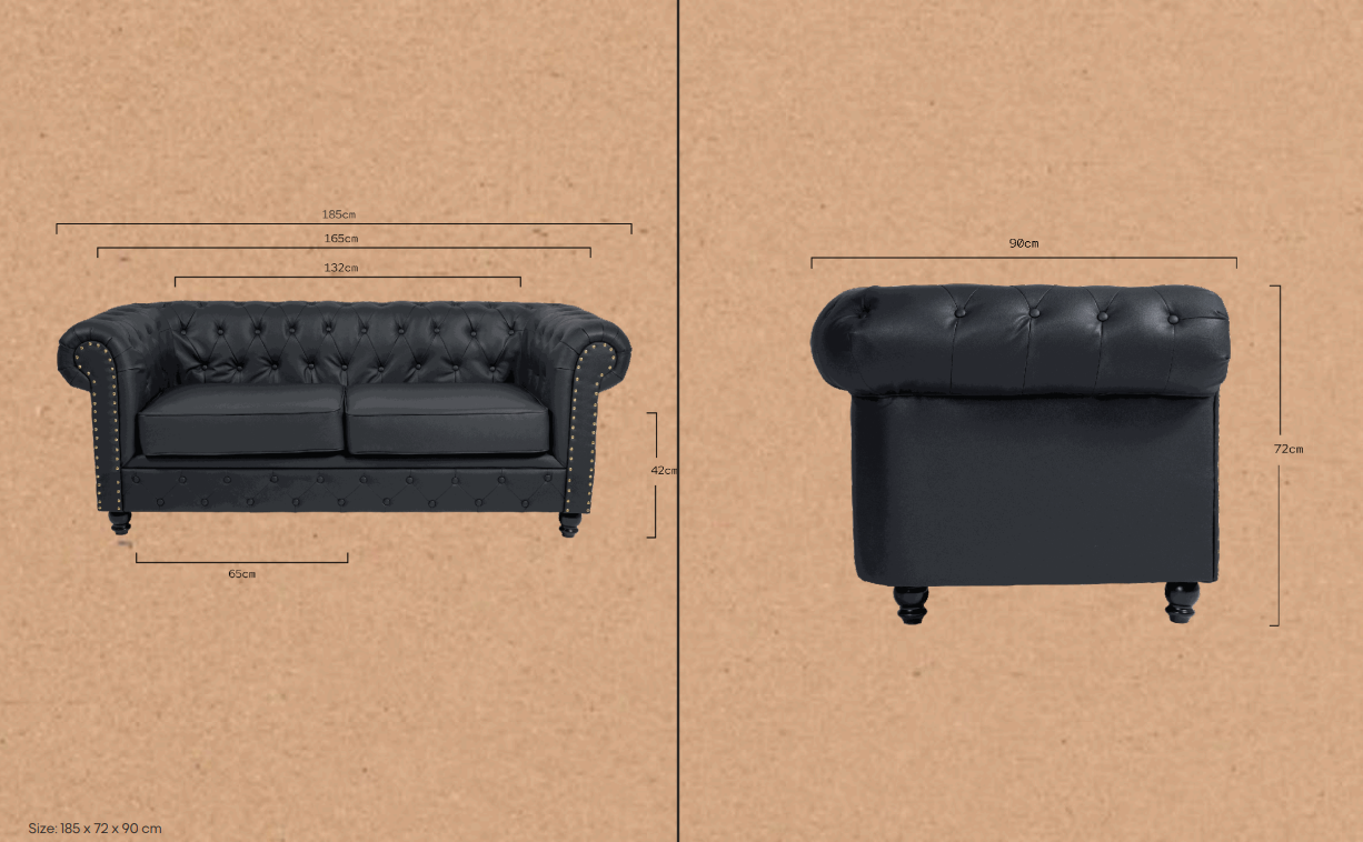 SOFÁ DE ESPERA CHESTERFIELD BLACK