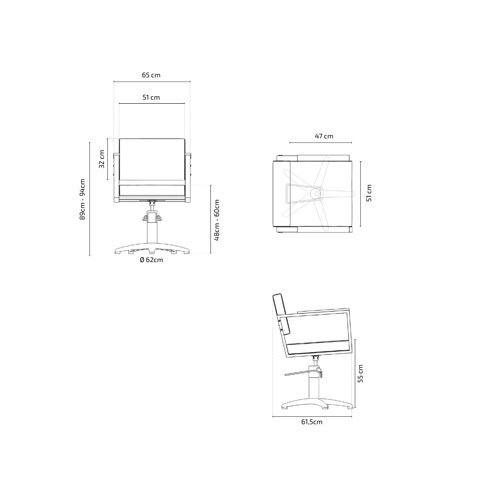 CADEIRA DE CABELEIREIRO OCEAN - ESTRELA CROMADA