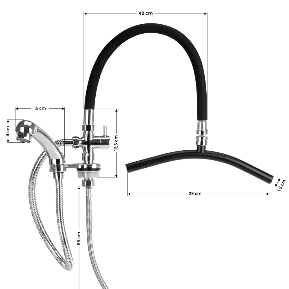 MISTURADOR COM DUCHA E CHUVEIRO – RAMPA DE LAVAGEM