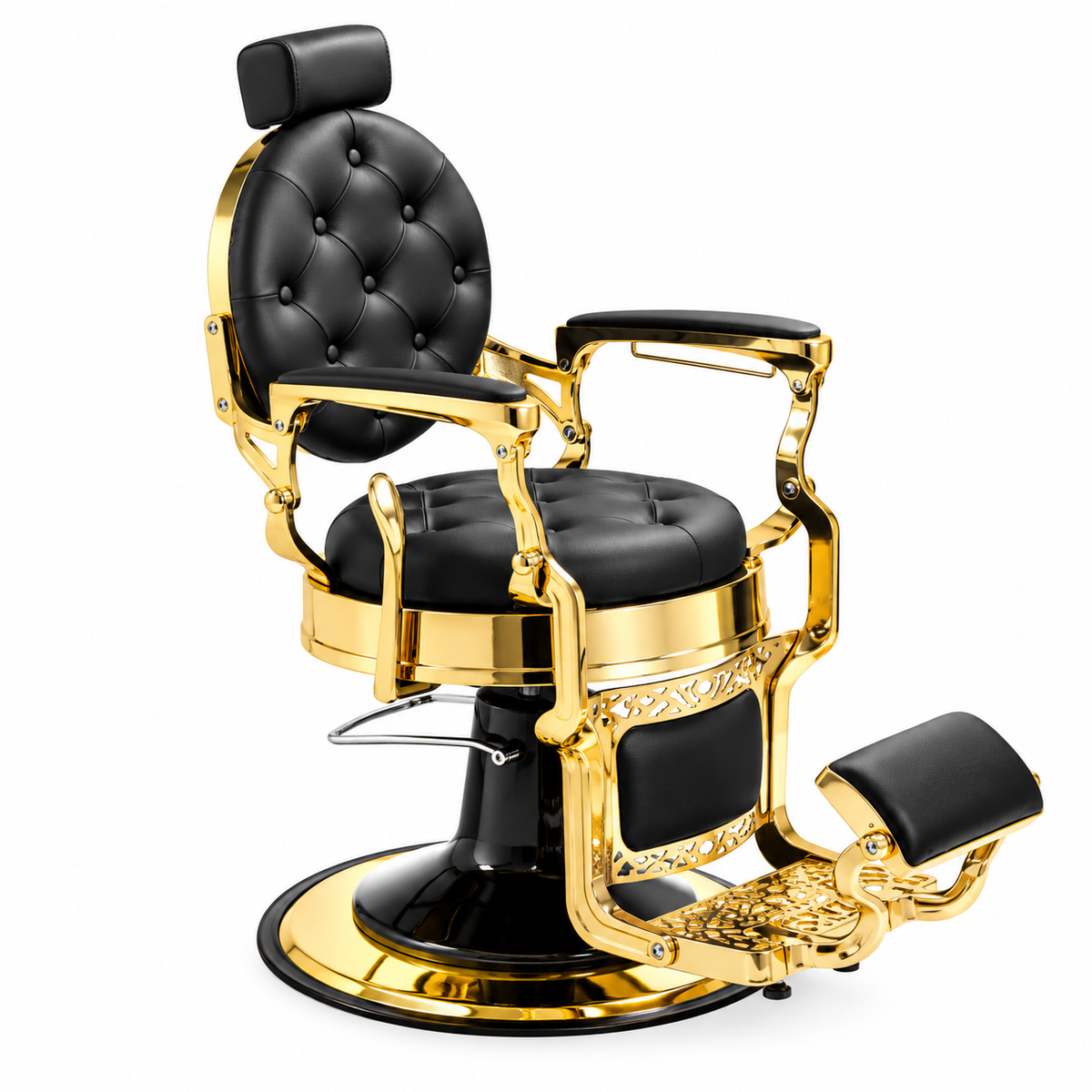 CADEIRA DE BARBEIRO MACK GOLD - BLACK