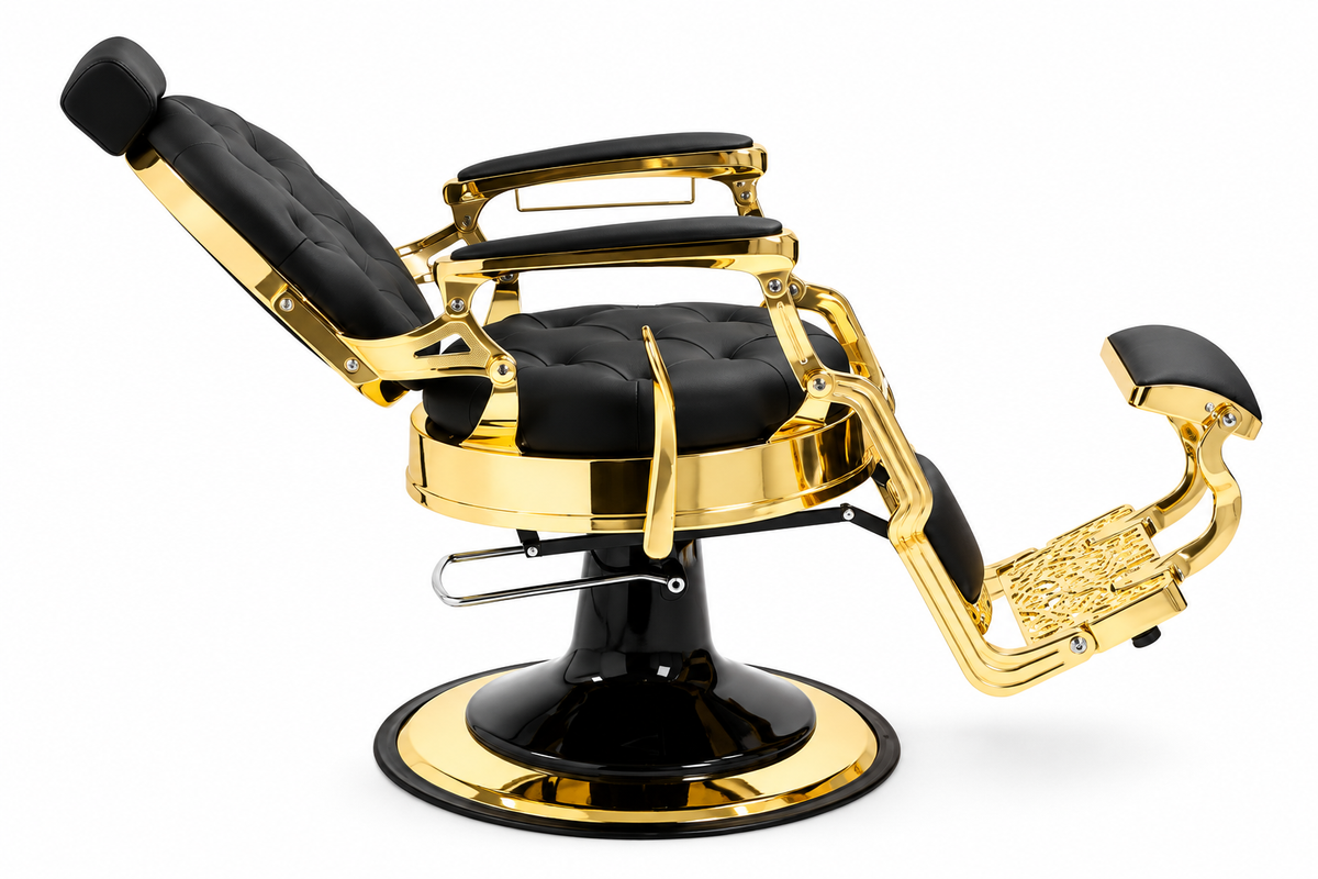 CADEIRA DE BARBEIRO MACK GOLD - BLACK