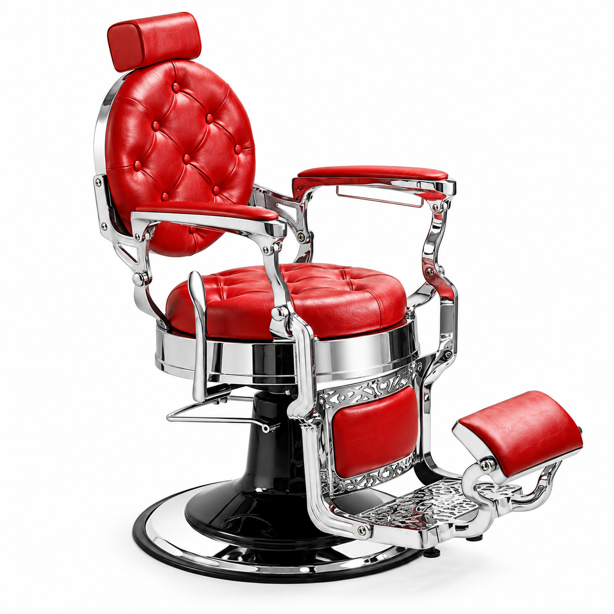 CADEIRA DE BARBEIRO MACK SILVER -  RED