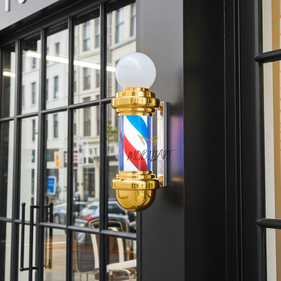 POSTE DE BARBEIRO BARBER POLE JOHNNY GLOBE GOLD