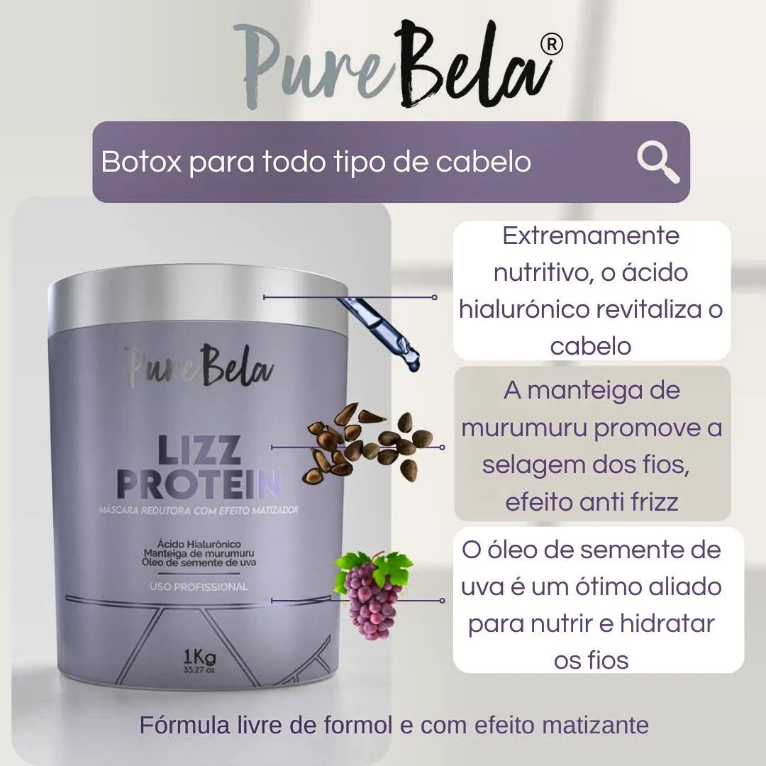 MÁSCARA REDUTORA LIZZ PROTEIN PURE BELA