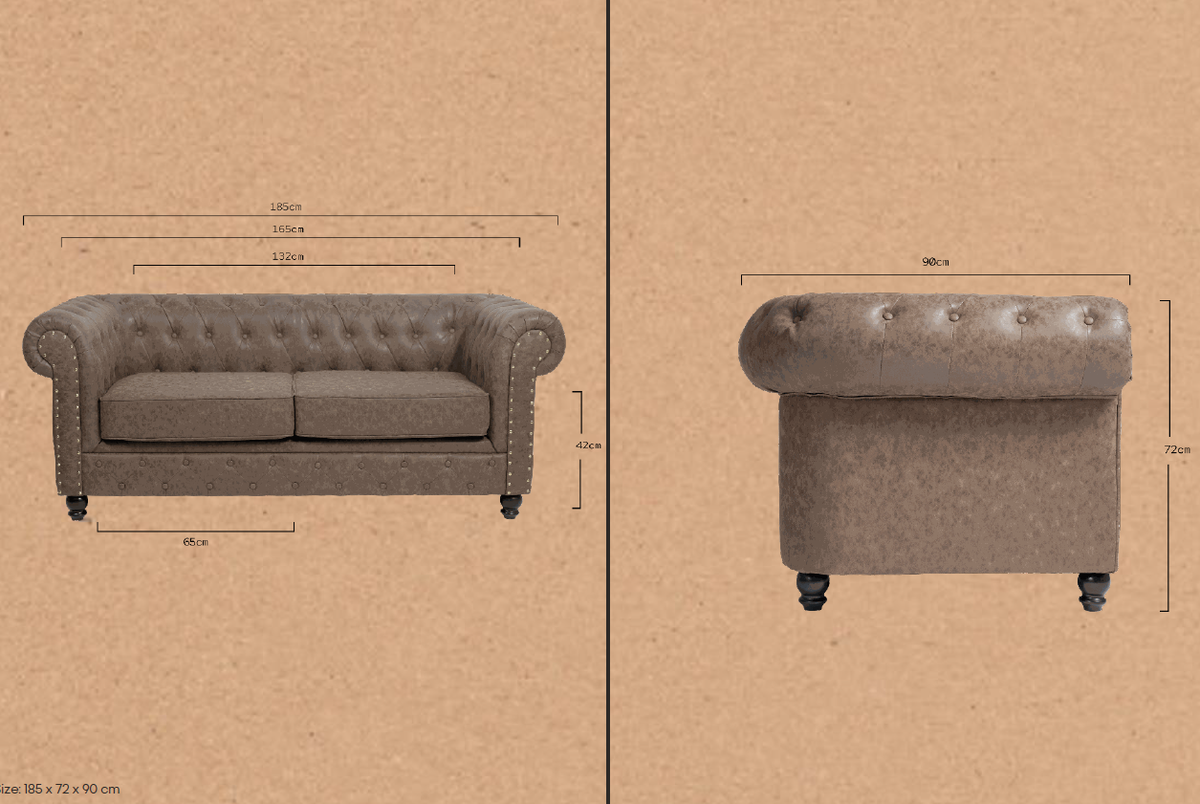 SOFÁ DE ESPERA CHESTERFIELD BROWN