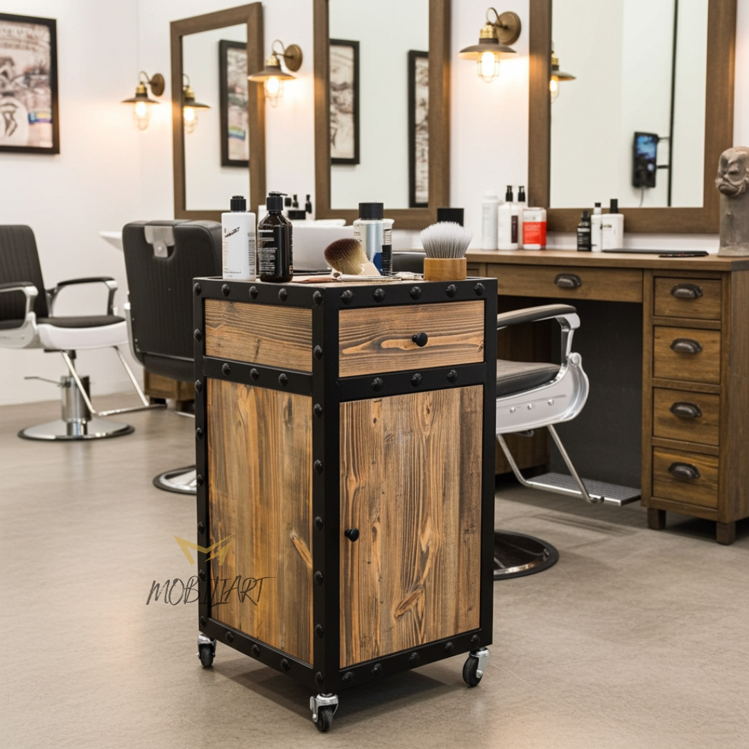CARRINHO BANCADA METÁLICO/MADEIRA BARBER TROLLEY GATH
