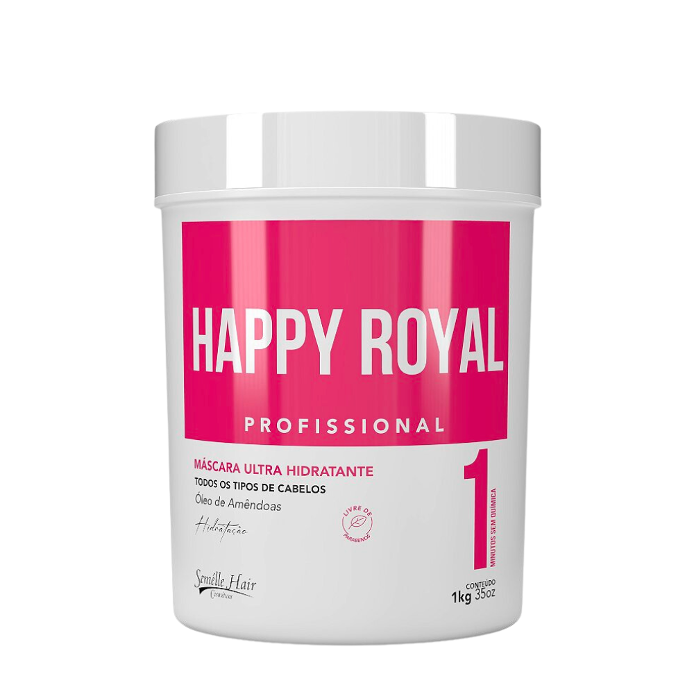 MÁSCARA HIDRATANTE HAPPY ROYAL 1KG SEMÉLLE HAIR